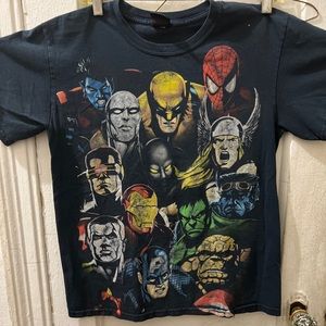 COPY - Vintage mad engine marvel tshirt characters AOP iron man, wolverine, hul…